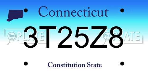 3T25Z8 Connecticut License Plate