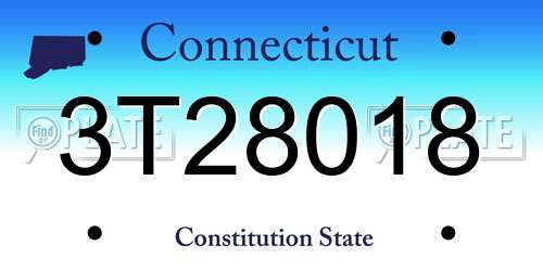 3T28018 Connecticut License Plate
