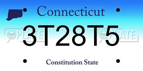 3T28T5 Connecticut License Plate