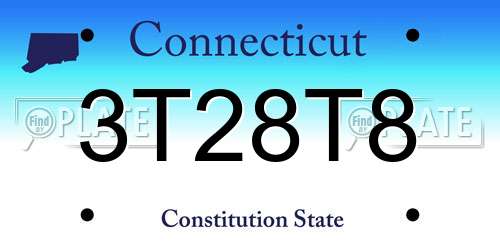 3T28T8 Connecticut License Plate