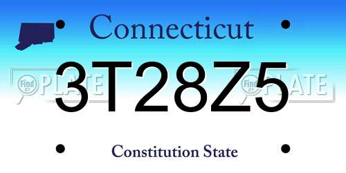 3T28Z5 Connecticut License Plate