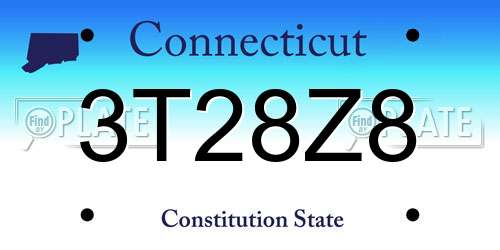 3T28Z8 Connecticut License Plate