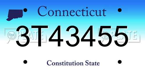 3T43455 Connecticut License Plate