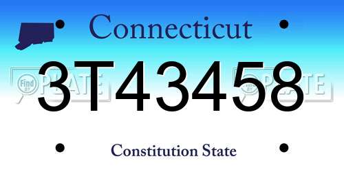 3T43458 Connecticut License Plate