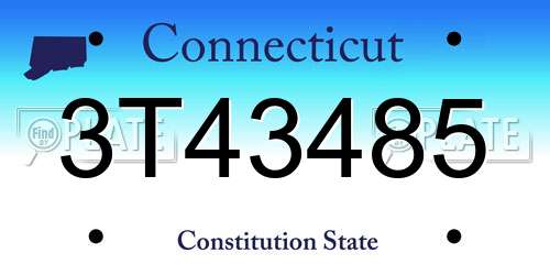 3T43485 Connecticut License Plate