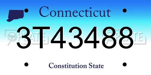 3T43488 Connecticut License Plate