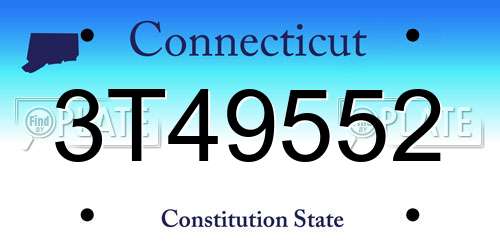 3T49552 Connecticut License Plate