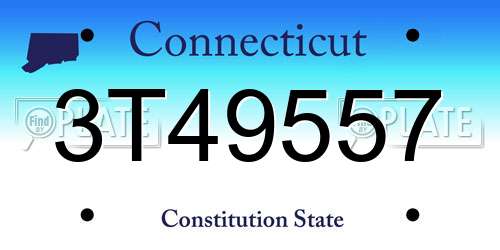 3T49557 Connecticut License Plate