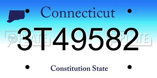 3T49582 Connecticut License Plate
