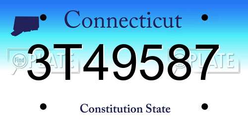3T49587 Connecticut License Plate