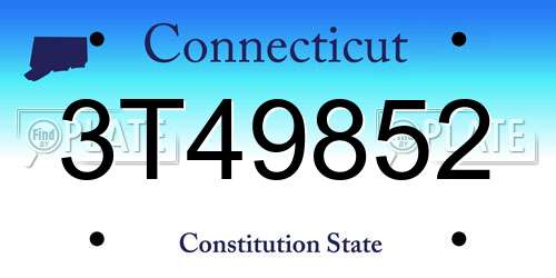 3T49852 Connecticut License Plate