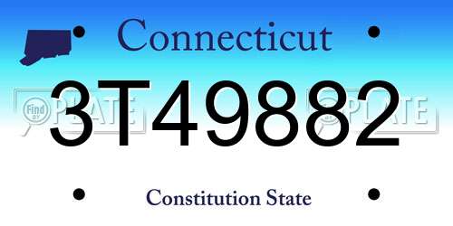 3T49882 Connecticut License Plate