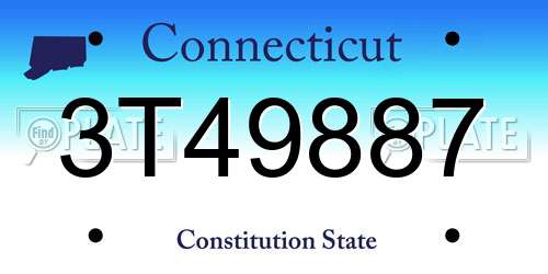 3T49887 Connecticut License Plate