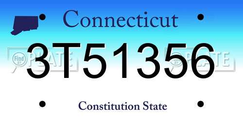 3T51356 Connecticut License Plate
