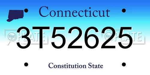 3T52625 Connecticut License Plate