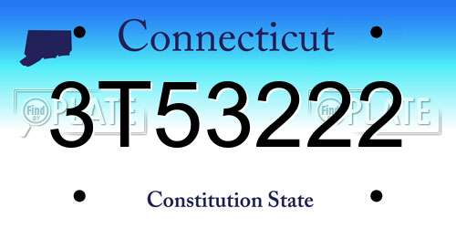 3T53222 Connecticut License Plate