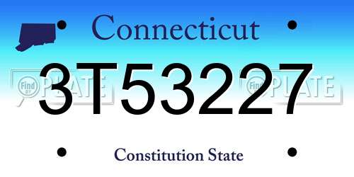 3T53227 Connecticut License Plate