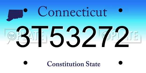 3T53272 Connecticut License Plate