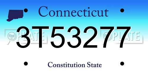 3T53277 Connecticut License Plate