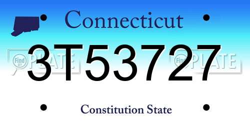 3T53727 Connecticut License Plate