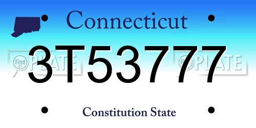 3T53777 Connecticut License Plate