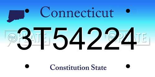 3T54224 Connecticut License Plate