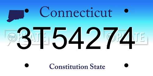 3T54274 Connecticut License Plate