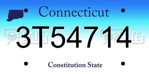 3T54714 Connecticut License Plate