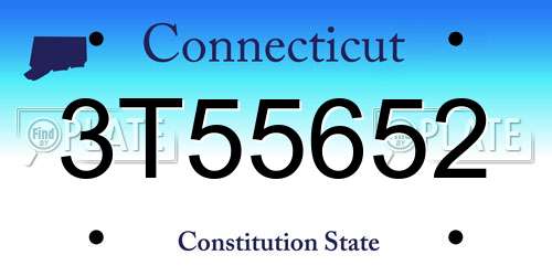 3T55652 Connecticut License Plate