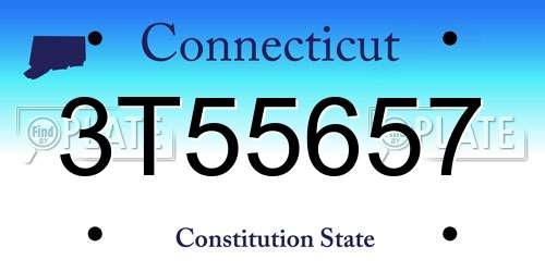 3T55657 Connecticut License Plate