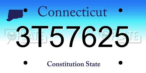 3T57625 Connecticut License Plate