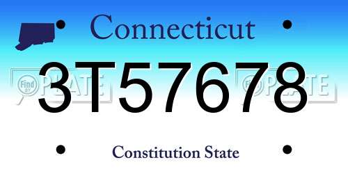 3T57678 Connecticut License Plate