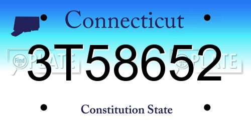 3T58652 Connecticut License Plate
