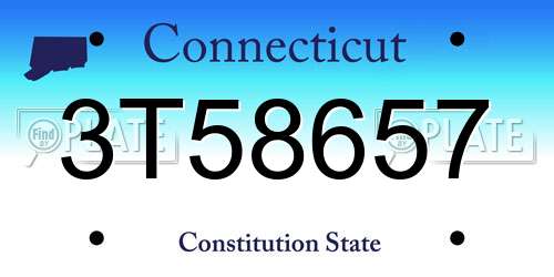 3T58657 Connecticut License Plate