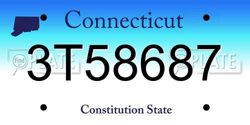 3T58687 Connecticut License Plate