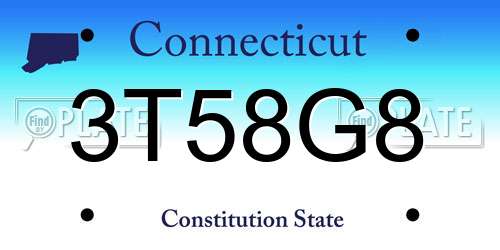 3T58G8 Connecticut License Plate