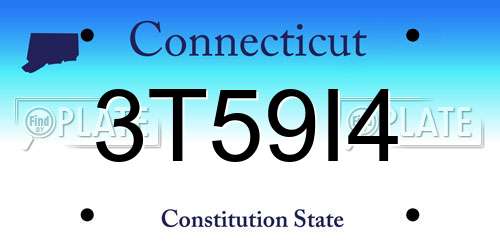 3T59I4 Connecticut License Plate