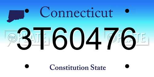 3T60476 Connecticut License Plate