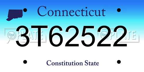 3T62522 Connecticut License Plate