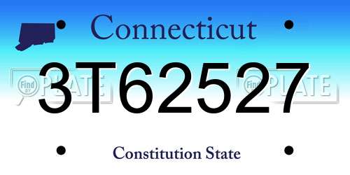 3T62527 Connecticut License Plate