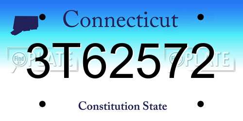 3T62572 Connecticut License Plate
