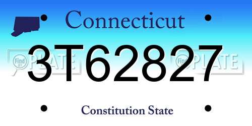 3T62827 Connecticut License Plate