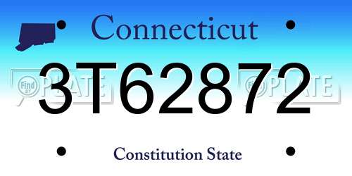3T62872 Connecticut License Plate