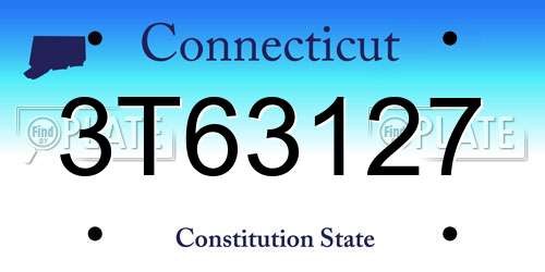 3T63127 Connecticut License Plate