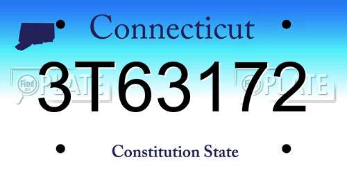 3T63172 Connecticut License Plate