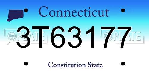 3T63177 Connecticut License Plate