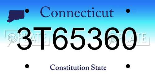 3T65360 Connecticut License Plate