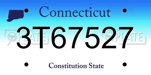 3T67527 Connecticut License Plate