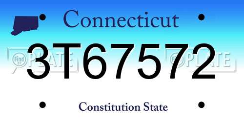 3T67572 Connecticut License Plate