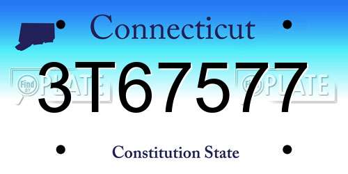 3T67577 Connecticut License Plate